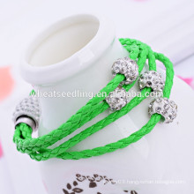 3 Layer shambala beads pu leather fitness bracelet